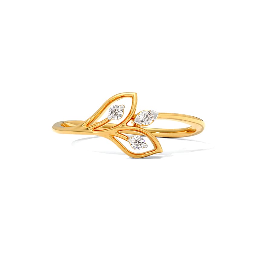 Sleek Leaf 9KT Diamond Ring
