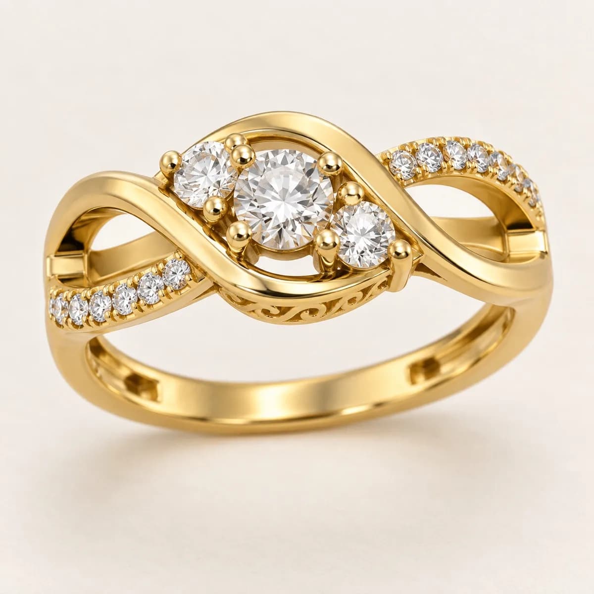 Infinity Three-Stone 14KT Diamond Ring