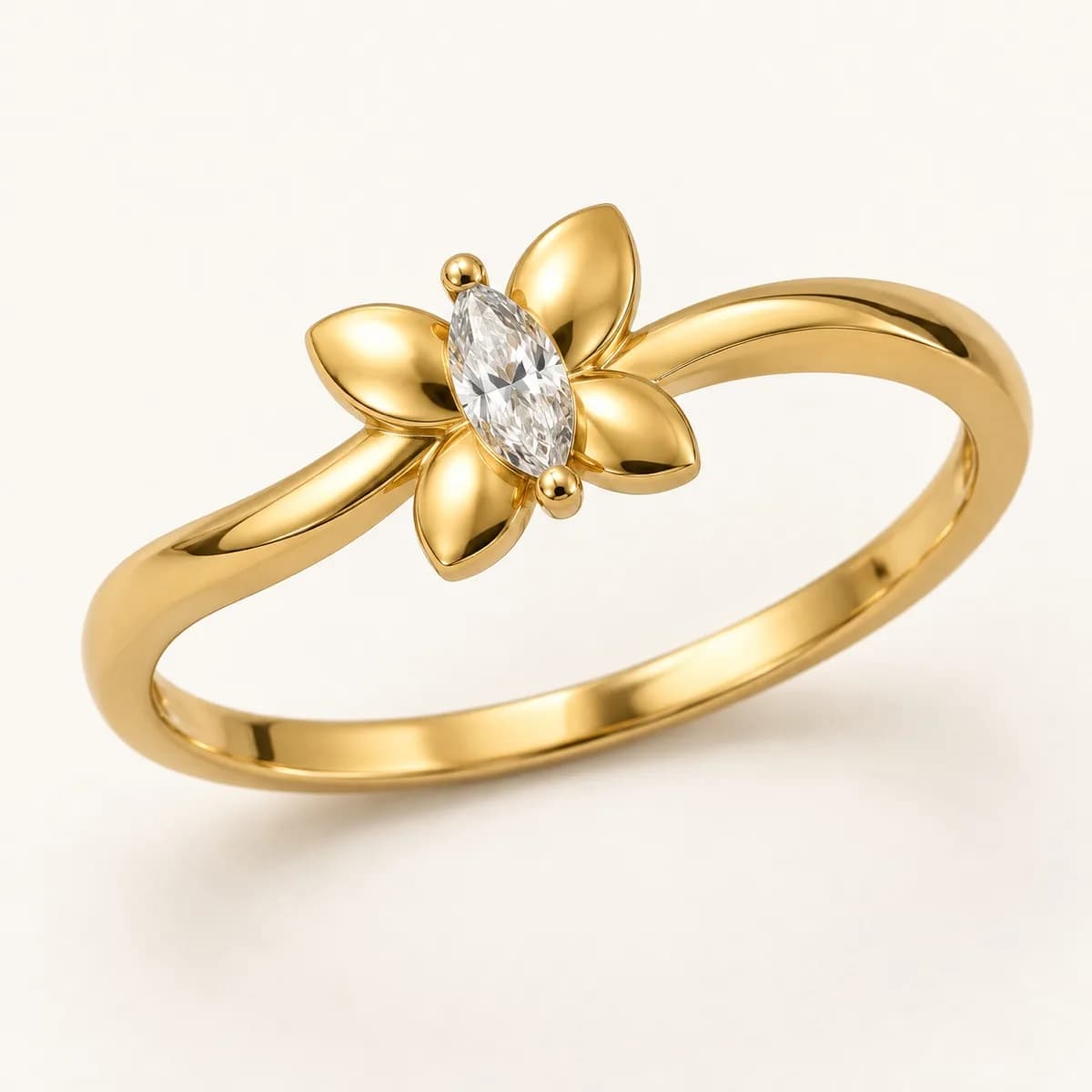 Marquise Petal 14KT Diamond Ring