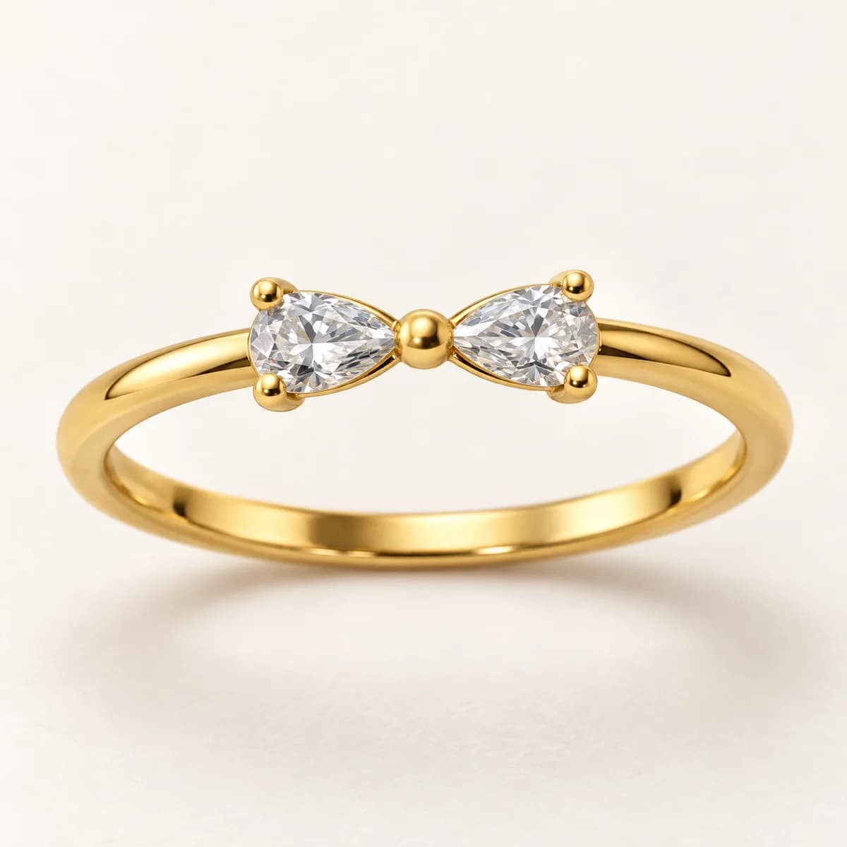 Pear Bow 14KT Diamond Ring
