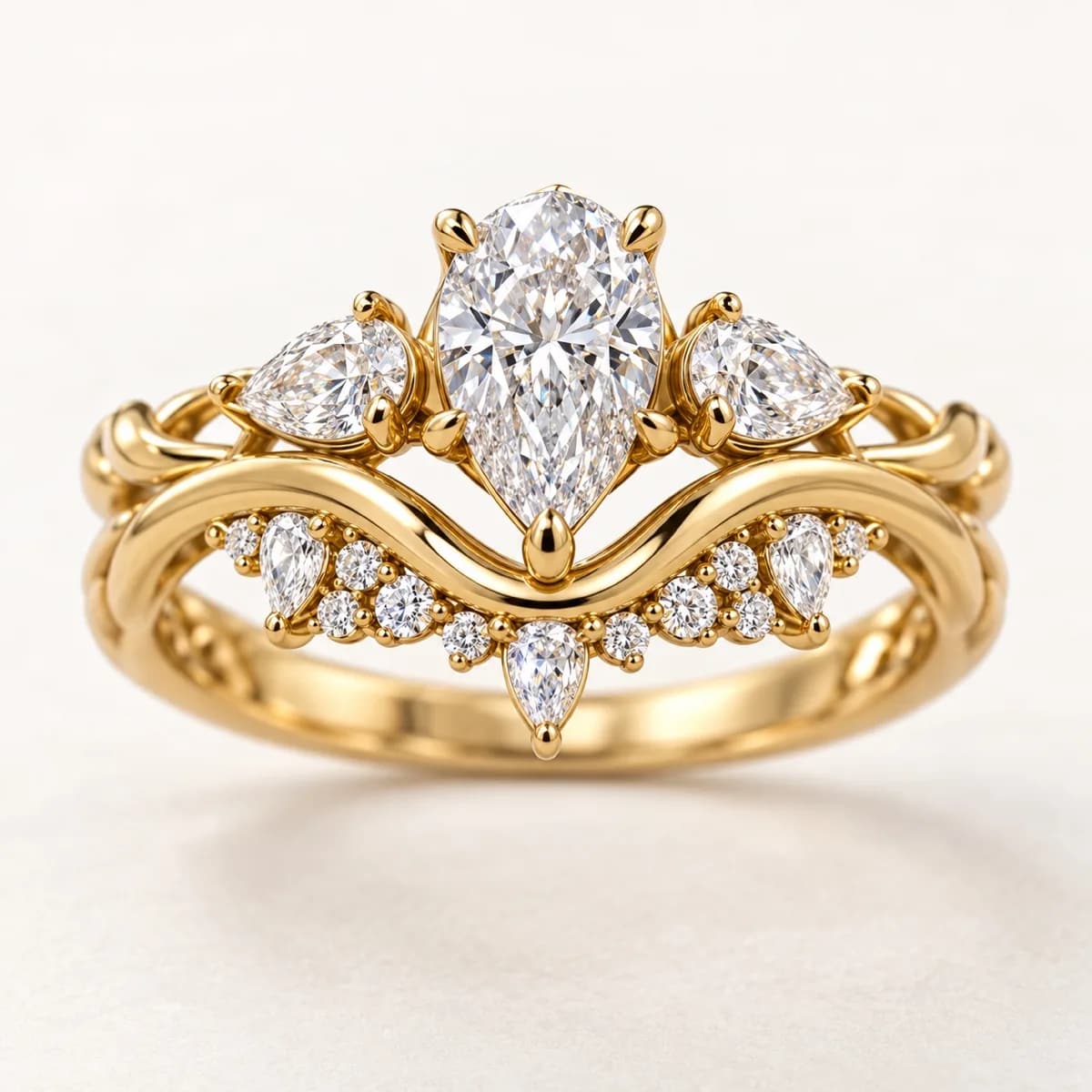 Pear Crown 14KT Diamond Ring