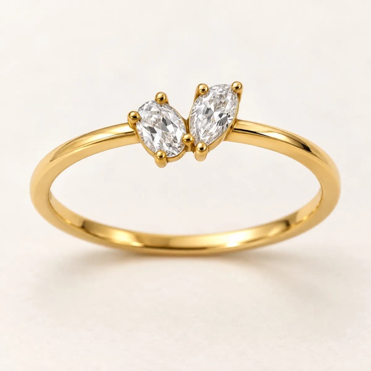 Pear & Oval Duet 14KT Diamond Ring