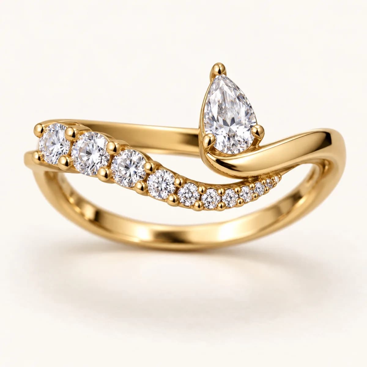 Pear Swoosh 14KT Diamond Ring