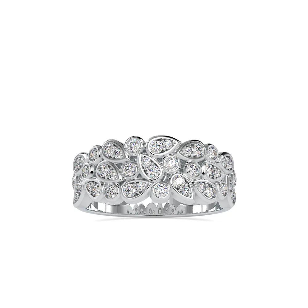 Floral Leaf Cluster Diamond Cocktail Ring