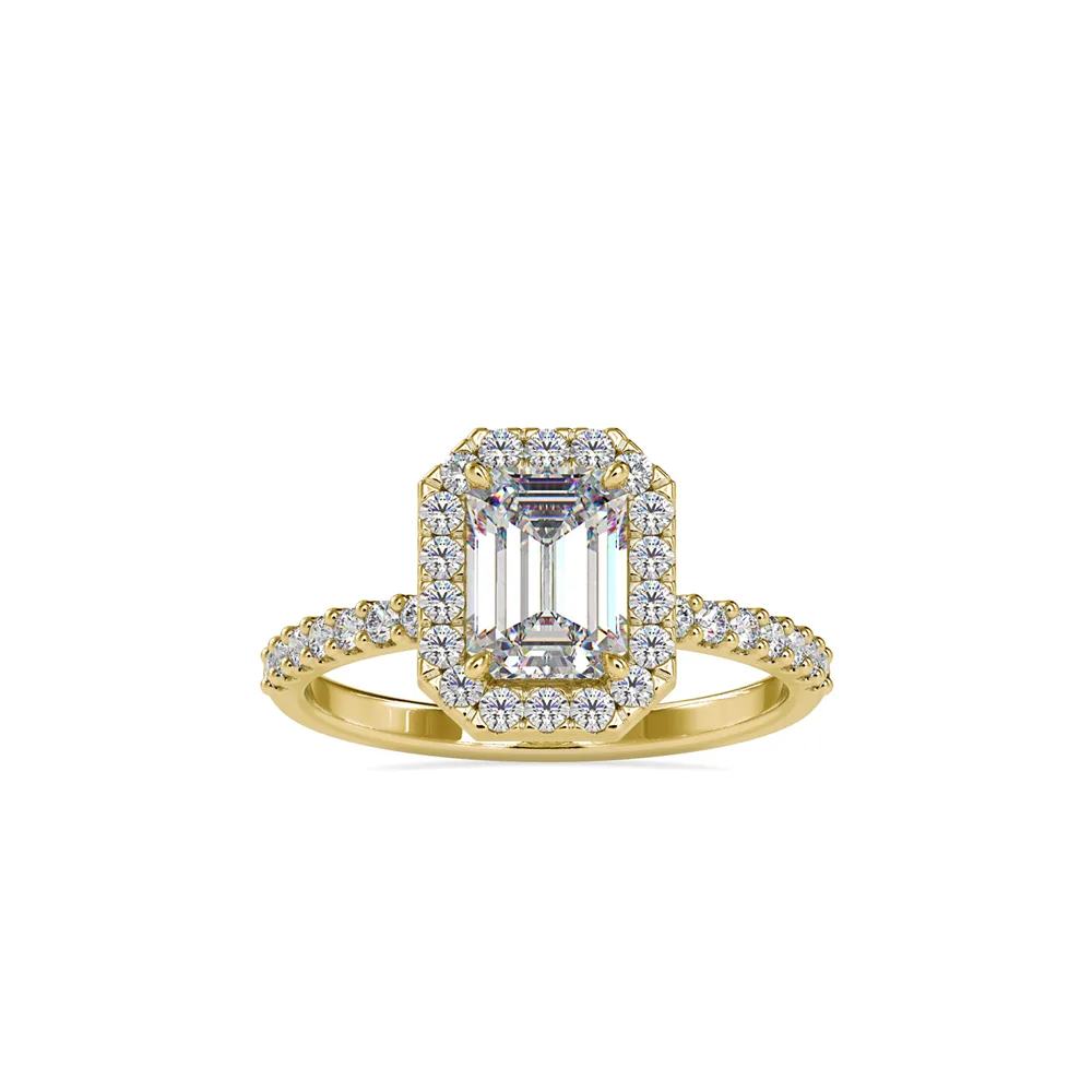 Emerald Cut Halo Diamond Engagement Ring