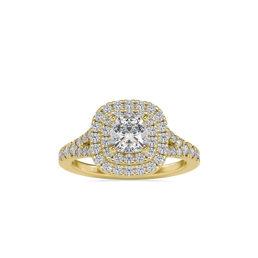 Cushion Cut Double Halo Diamond  Ring