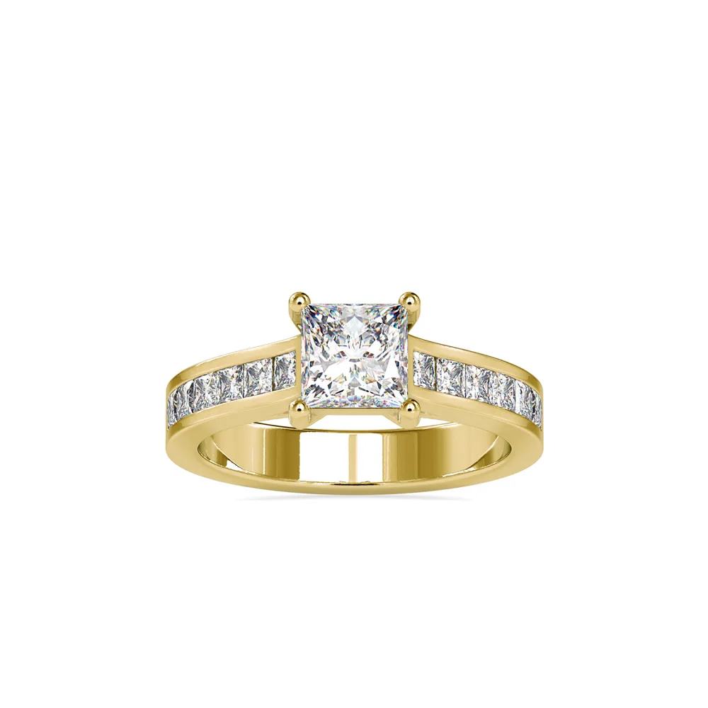 Princess Cut Diamond Ring with Channel Set Princess Cut Shoulders