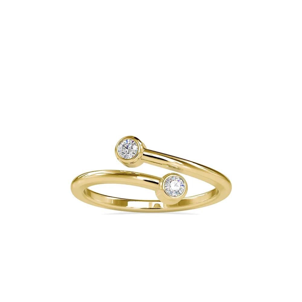 Two Stone Bypass Diamond Ring, Bezel Set Toi et Moi Style
