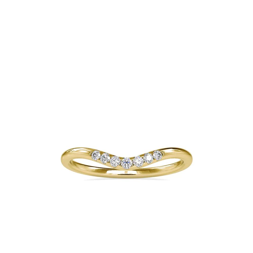 Curved Diamond Contour Band, Chevron Wishbone Stacking Ring