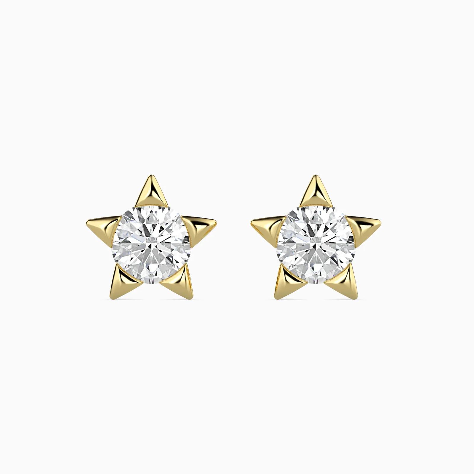 Star Shaped Diamond Stud Earrings