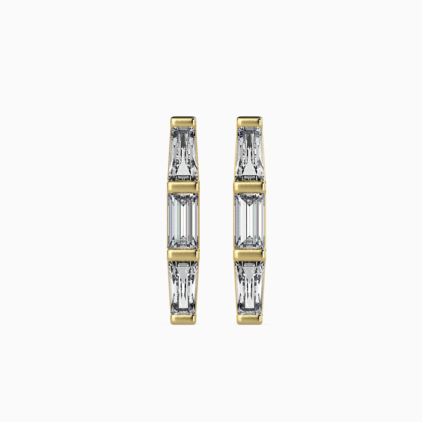 Baguette Diamond Bar Stud Earrings