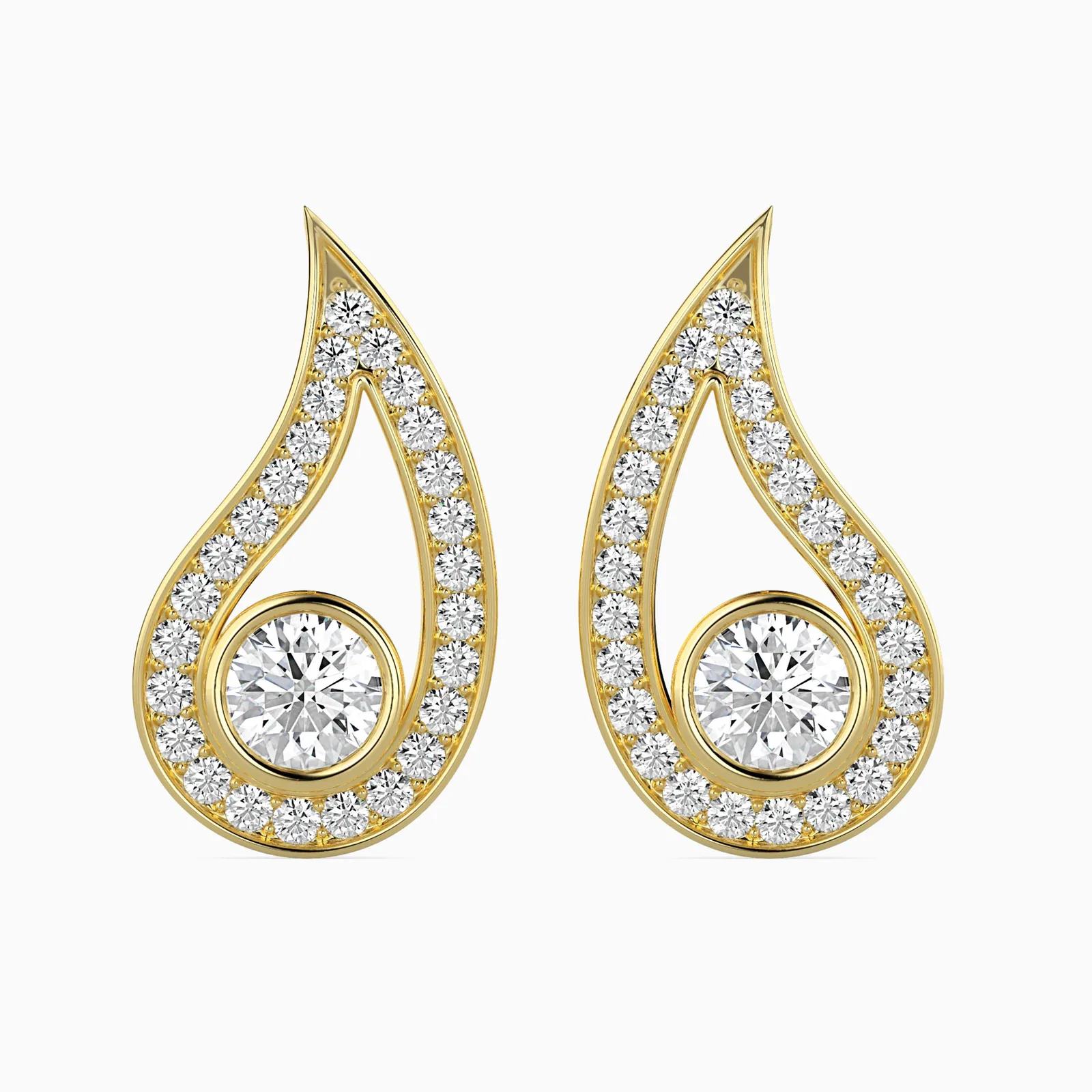 Paisley Teardrop Diamond Earrings