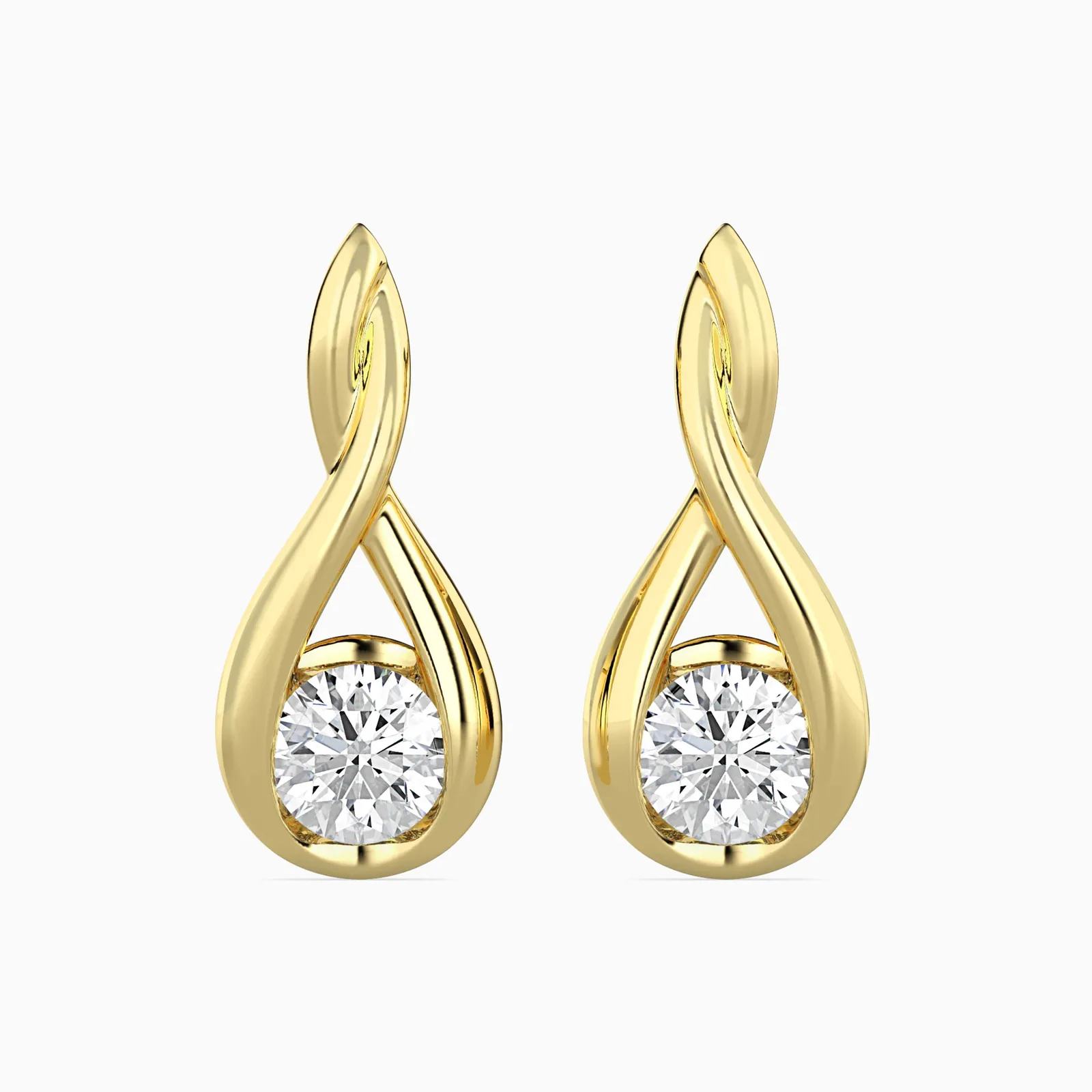 Round Diamond Infinity Twist Stud, Teardrop Solitaire Studs