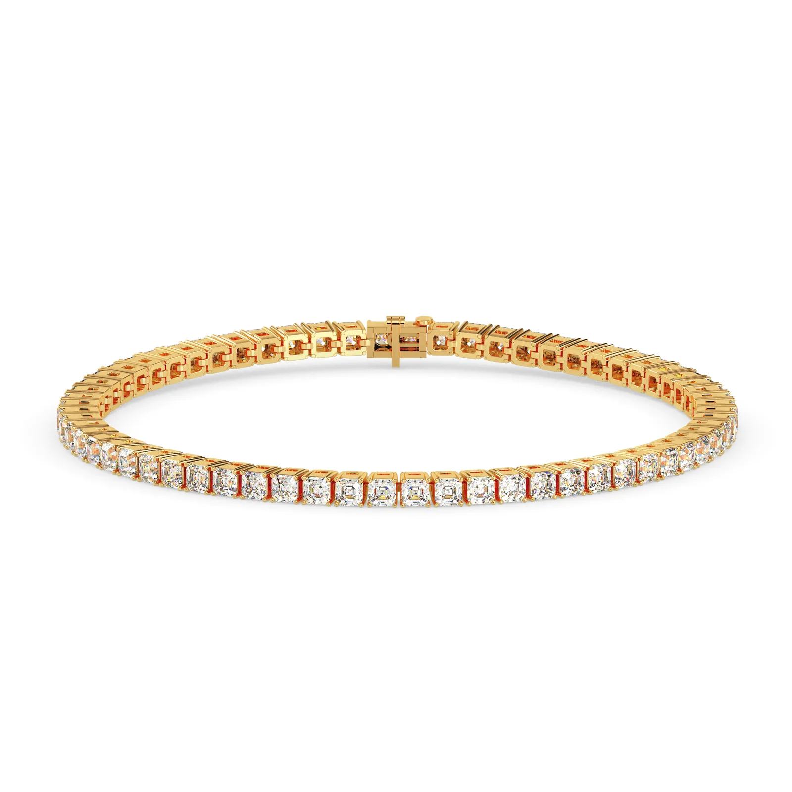 Asscher Cut Diamond Tennis Bracelet, Square Step Cut Eternity Style