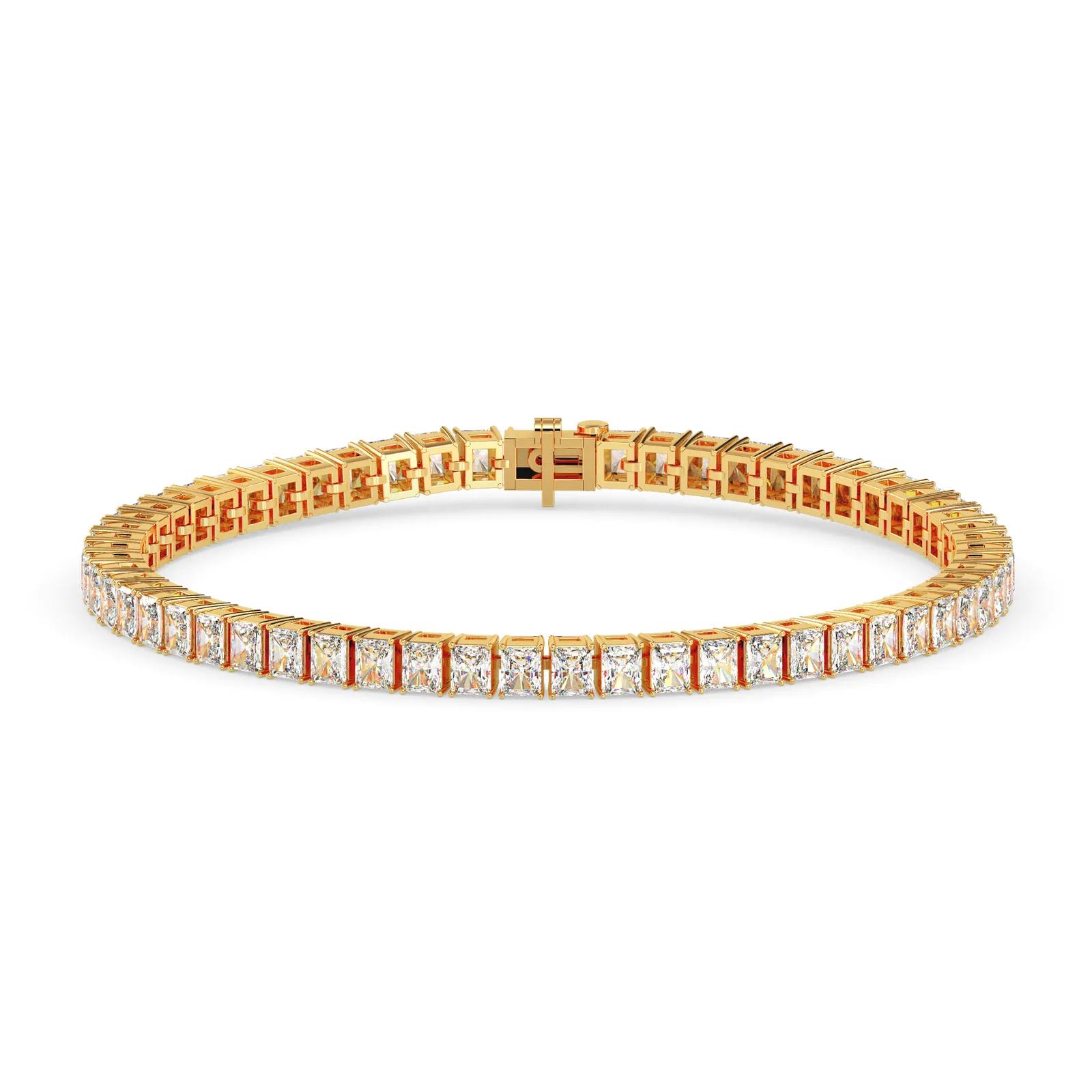 Radiant Cut Diamond Tennis Bracelet, Rectangular Eternity Style
