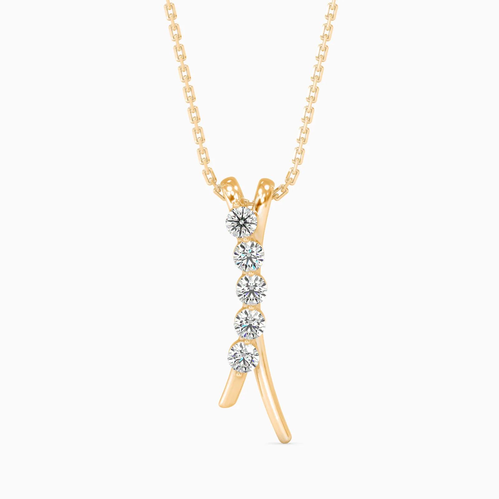 Cascade Five-Stone Round Diamond Pendant