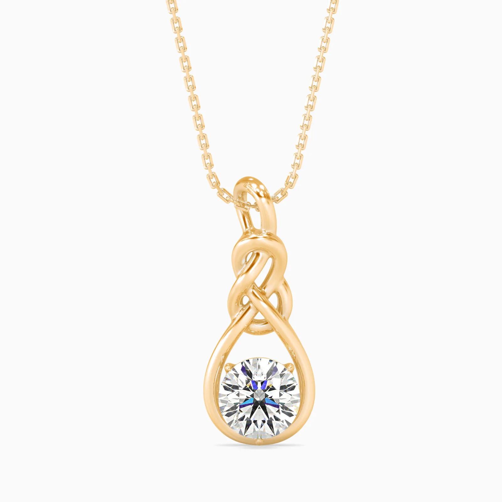 Love Knot Round Diamond Solitaire Pendant