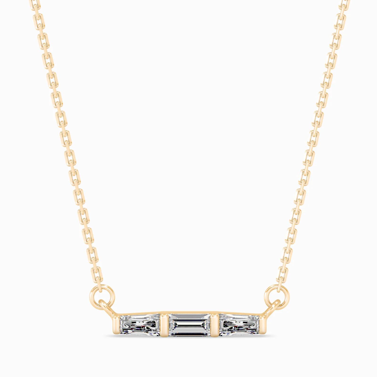 Baguette Three-Stone Diamond Bar Pendant