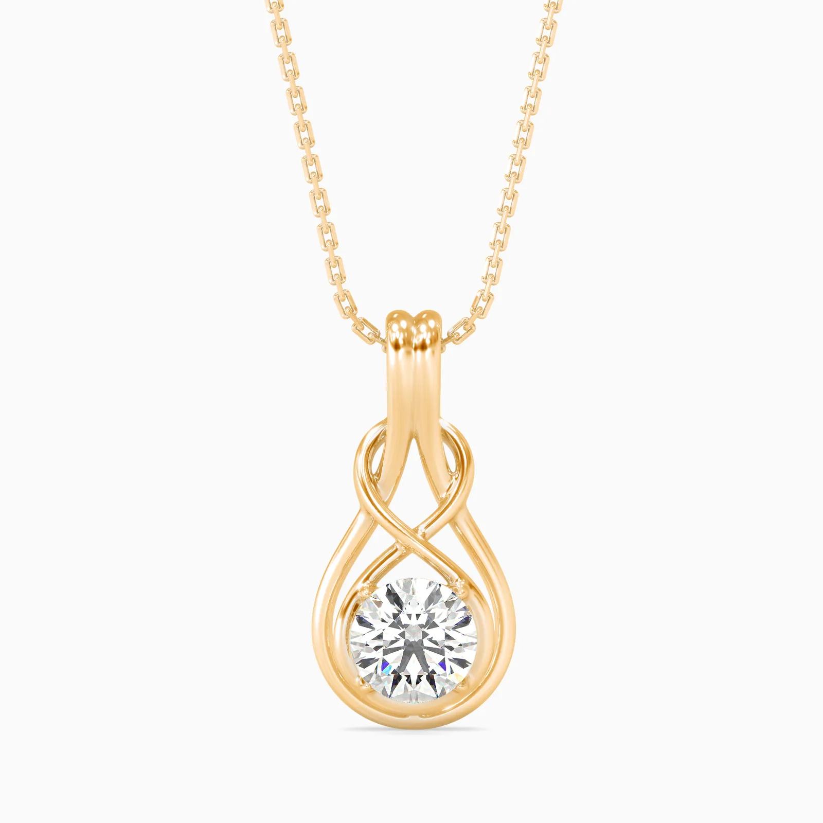 Infinity Knot Round Diamond Solitaire Pendant