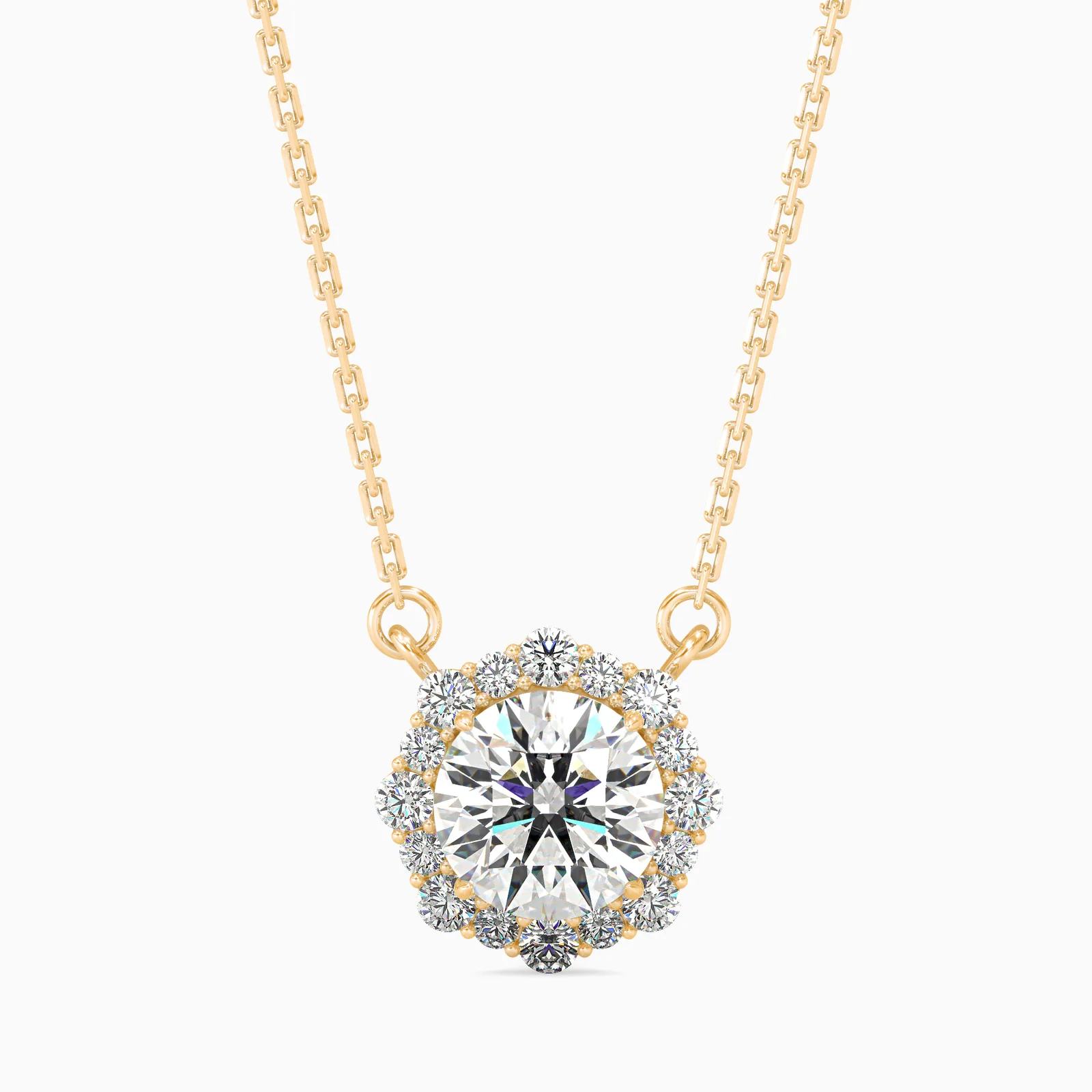 Scalloped Halo Round Diamond Pendant