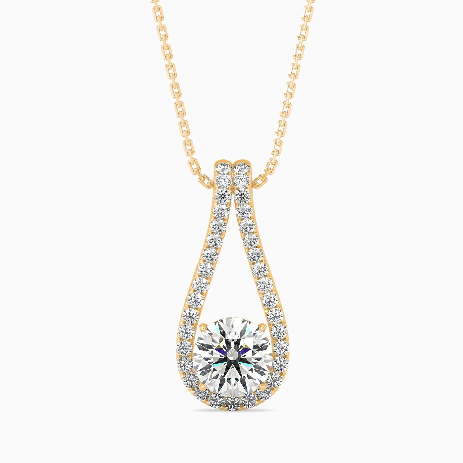 Pave Loop Drop Round Diamond Pendant