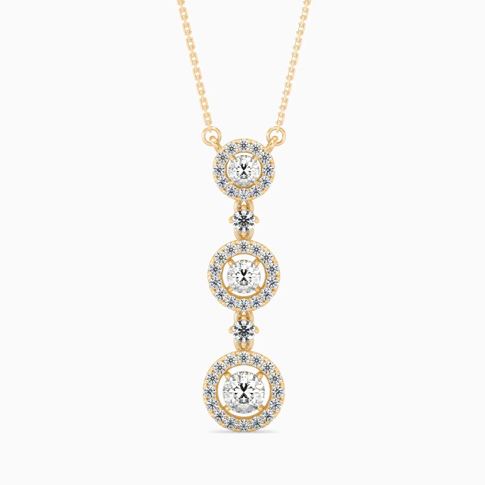 Triple Halo Graduated Round Diamond Drop Pendant
