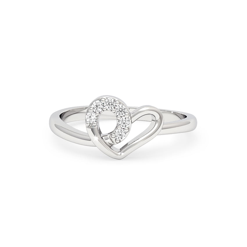 Heart 925 Silver Diamond Ring, view 1