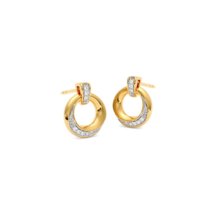 Tiny Halo 9KT Diamond Stud Earrings, view 1