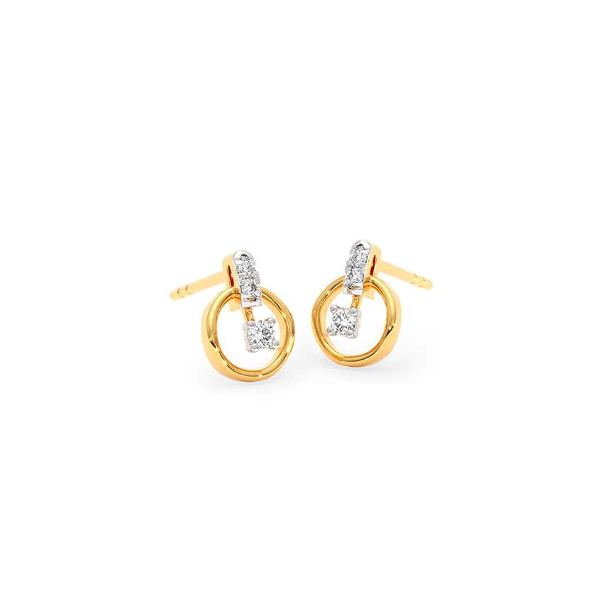 Gleam Dots 9KT Diamond Stud Earrings, view 1