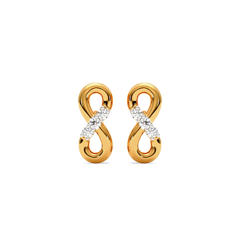 Mini Infinity 9KT Diamond Stud Earrings, view 1