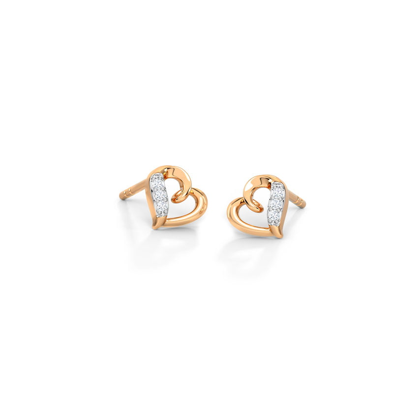 Graceful Heart Diamond Stud Earrings, view 1