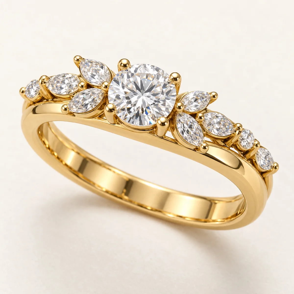 Round Bloom 14KT Diamond Ring, view 1