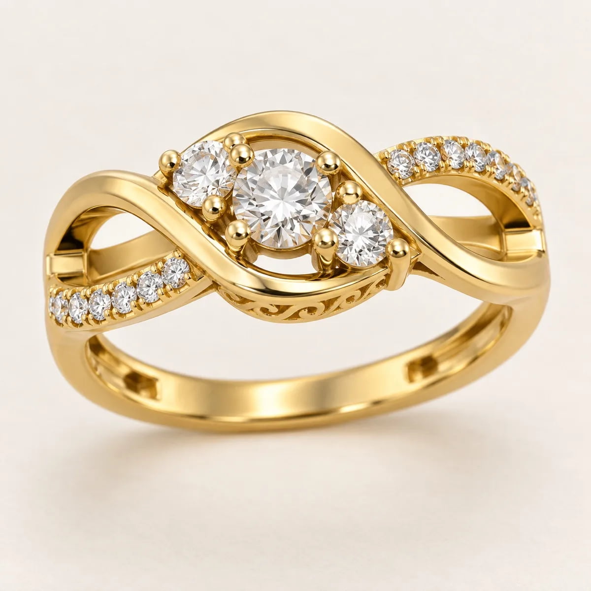 Infinity Three-Stone 14KT Diamond Ring, view 1