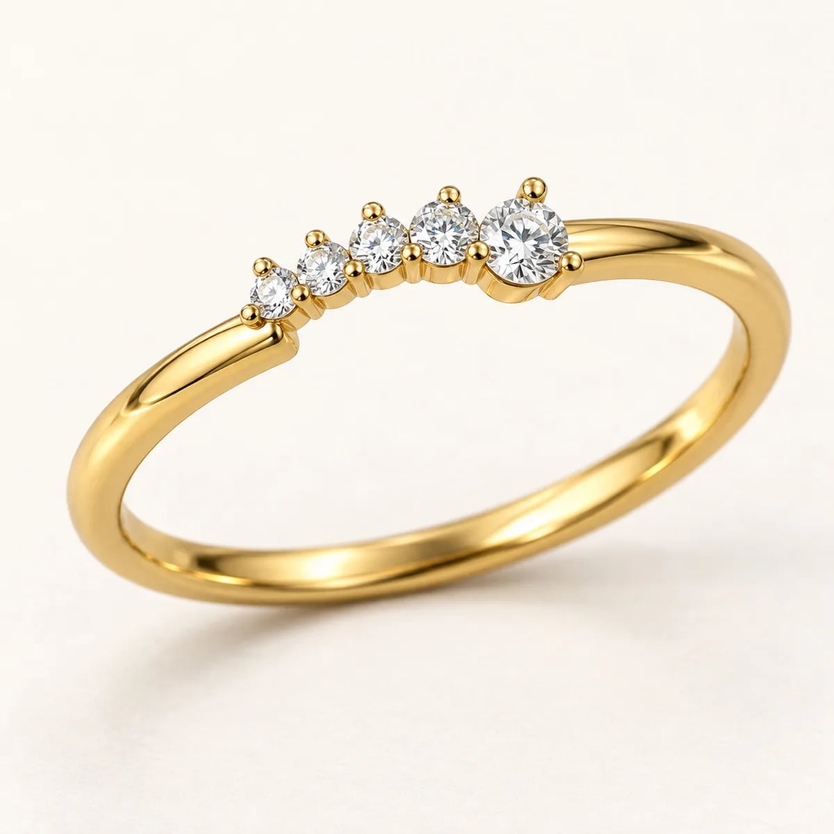 Graduated Arc 14KT Diamond Ring, view 1