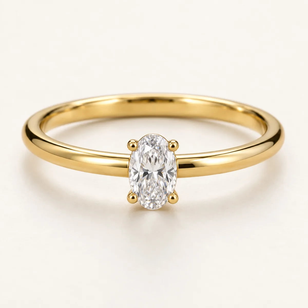 Oval Solitaire 14KT Diamond Ring, view 1