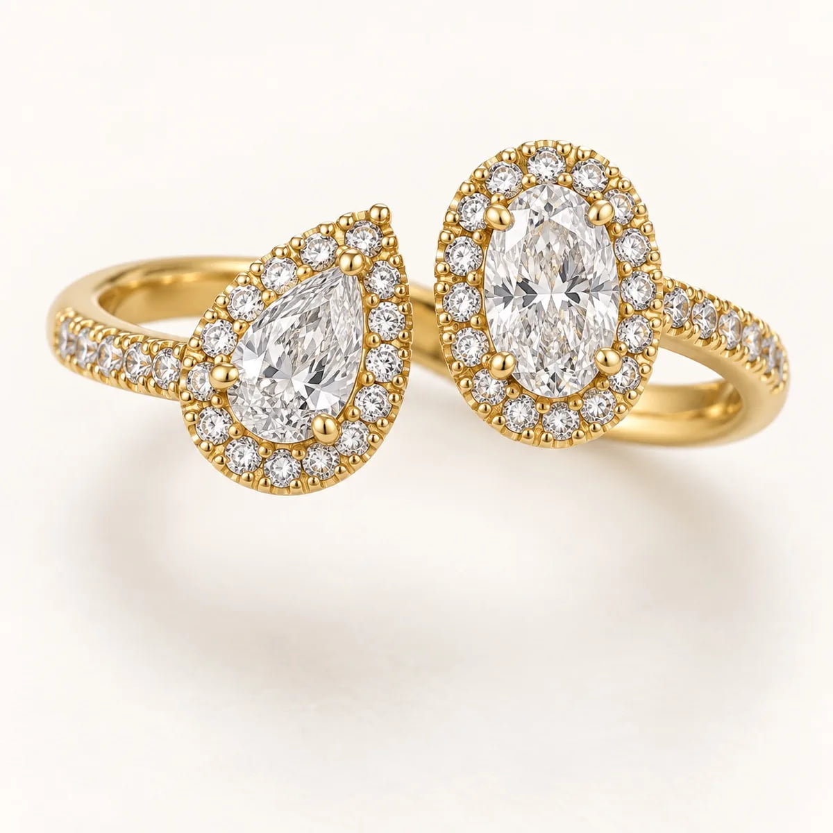 Pear & Oval Toi et Moi 14KT Diamond Ring, view 1