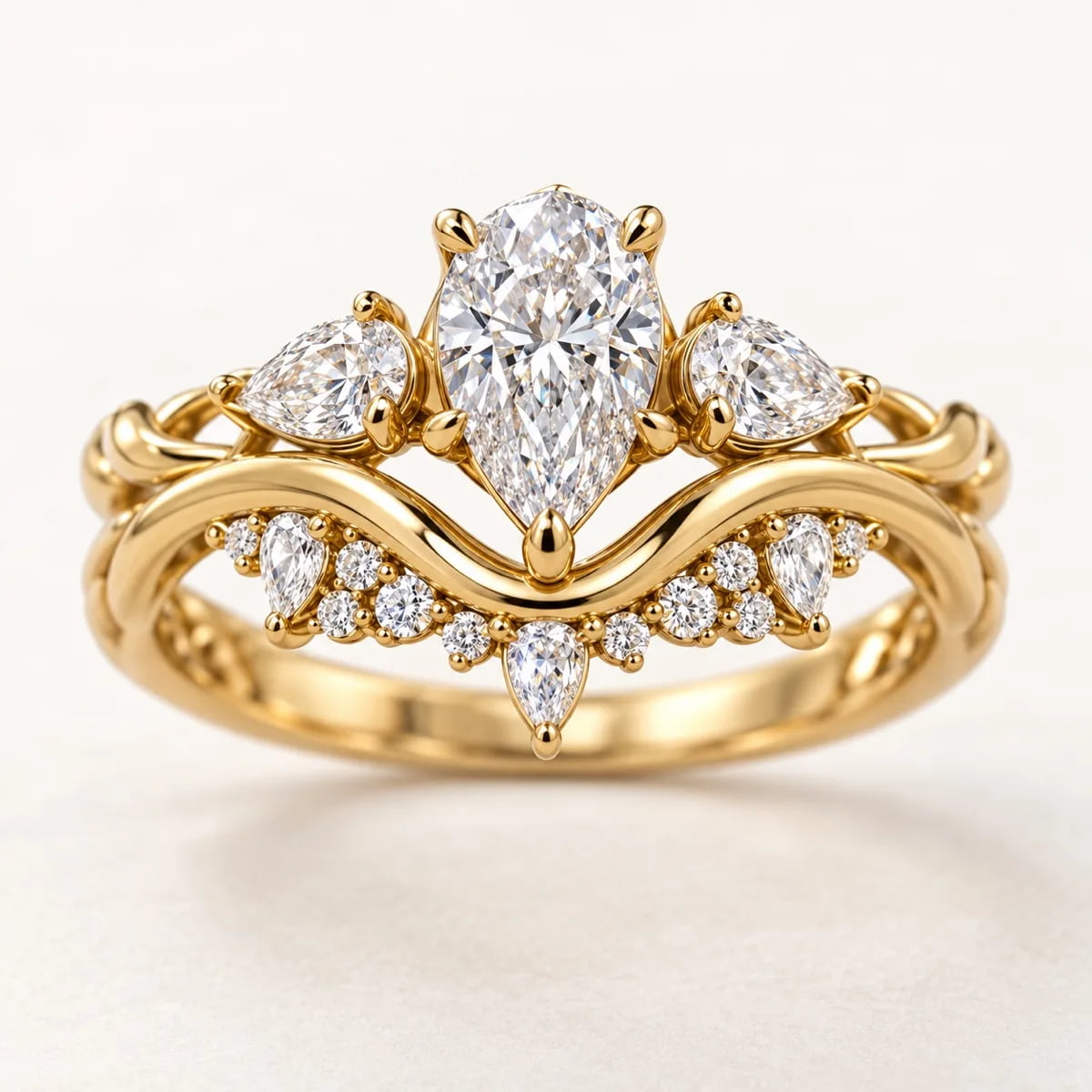 Pear Crown 14KT Diamond Ring, view 1