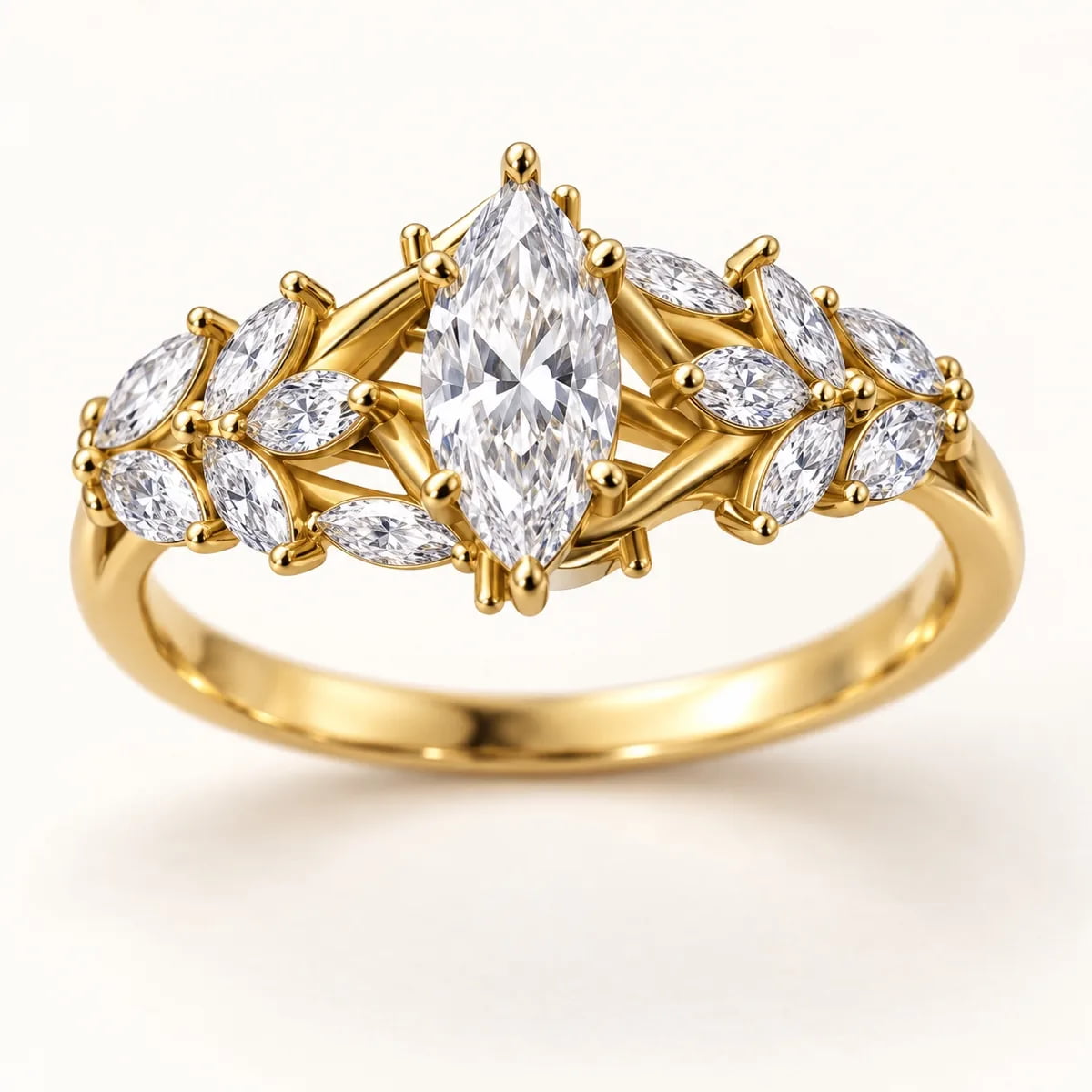 Marquise Vine 18KT Diamond Ring, view 1