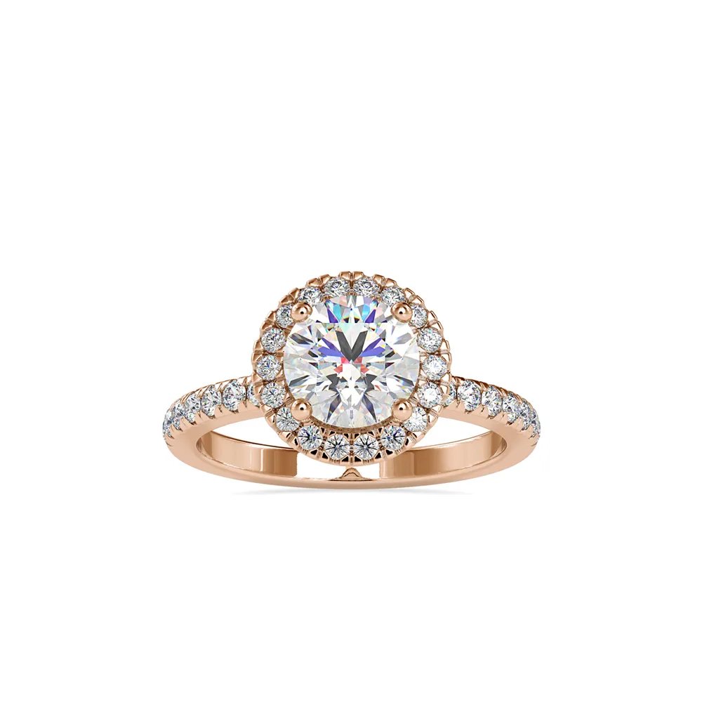 Solitaire Halo Diamond Engagement Ring, view 1