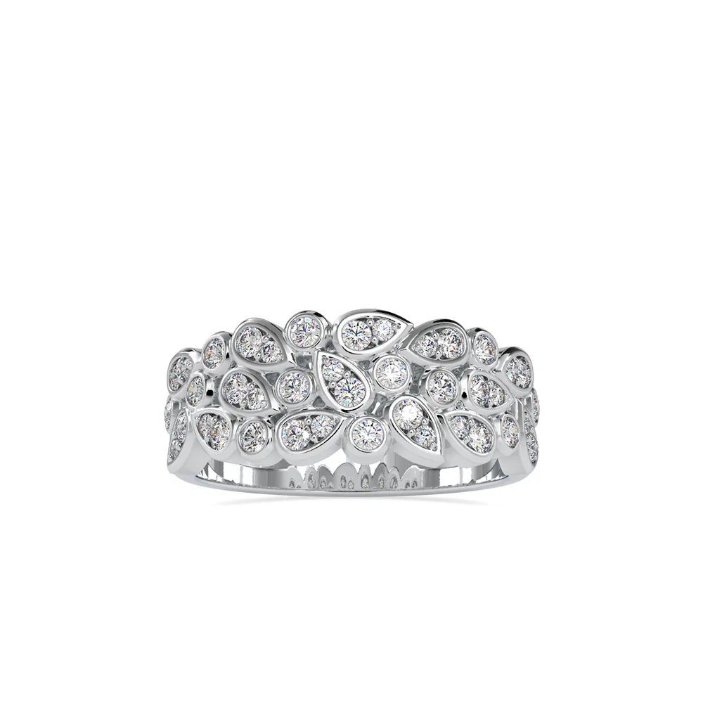 Floral Leaf Cluster Diamond Cocktail Ring, view 1