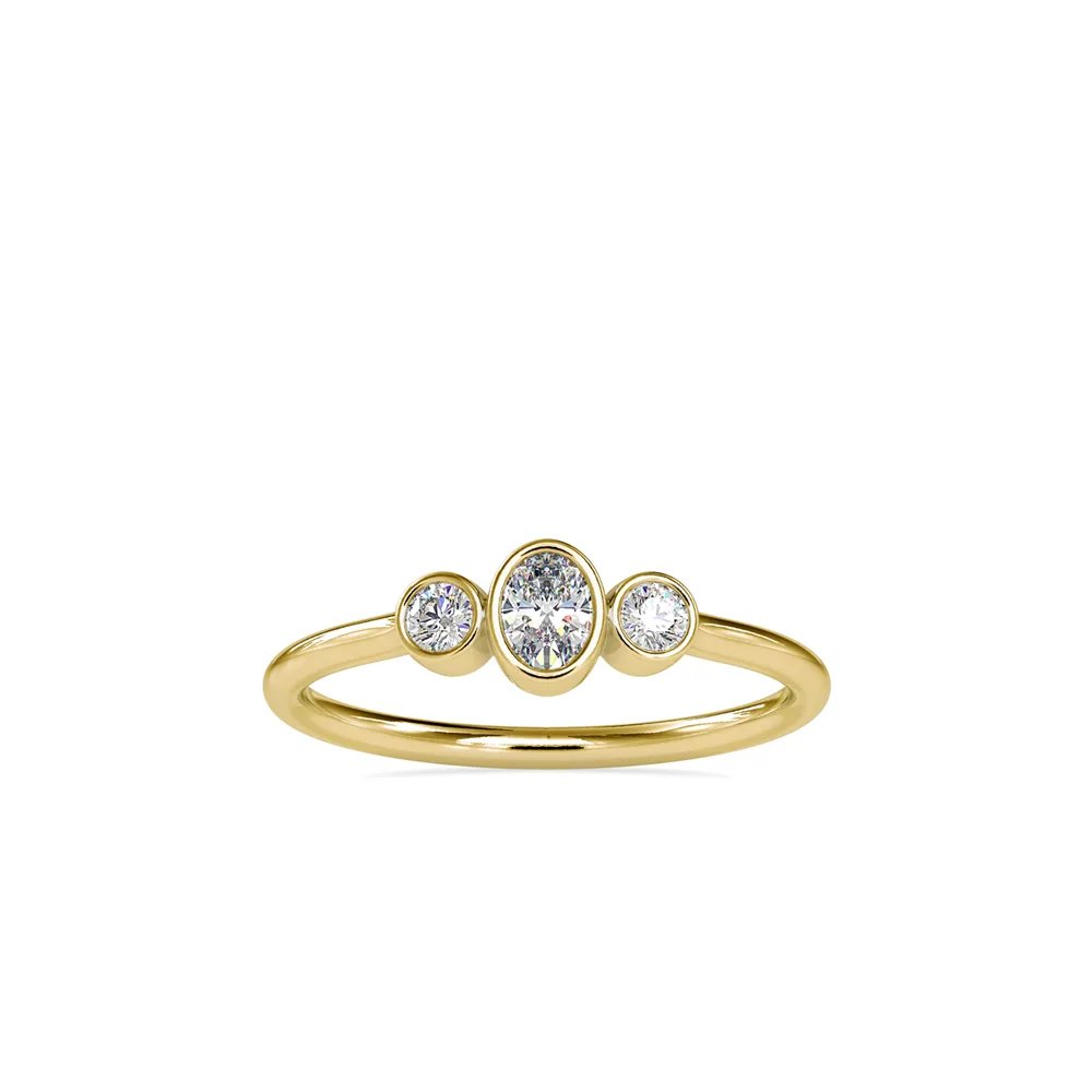 Oval Three Stone Diamond Ring, view 1