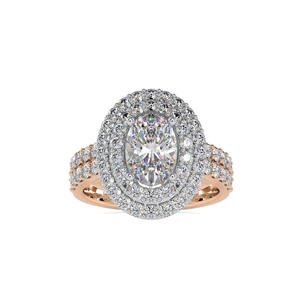 Oval Cut Double Halo Diamond Ring, view 1