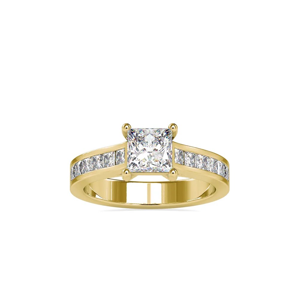 Princess Cut Diamond Ring with Channel Set Princess Cut Shoulders, view 1