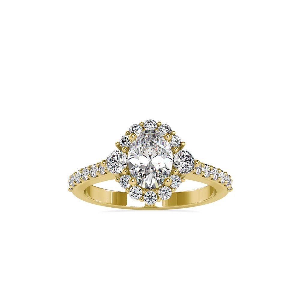 Oval Diamond Halo Ring, view 1