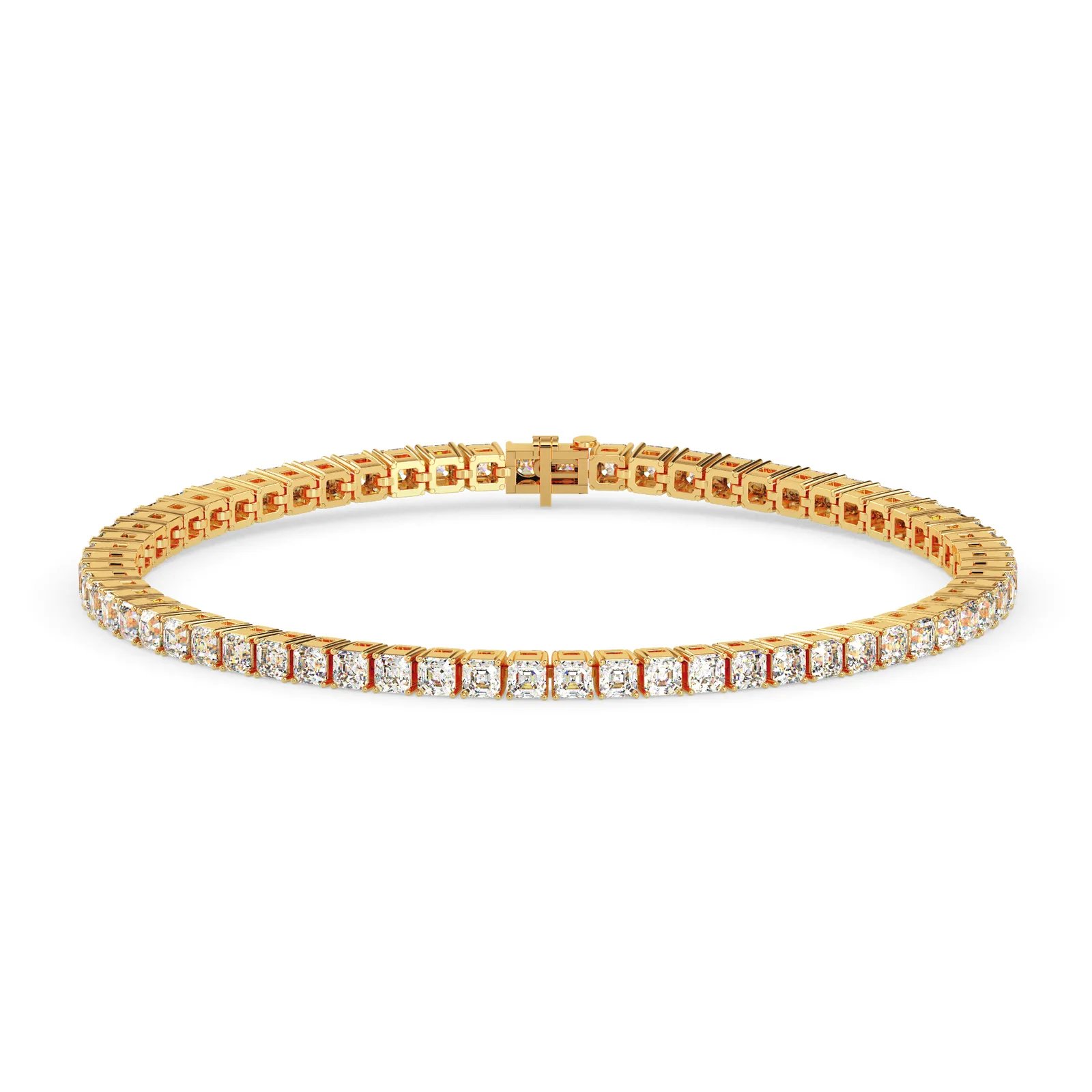 Asscher Cut Diamond Tennis Bracelet, Square Step Cut Eternity Style, view 1