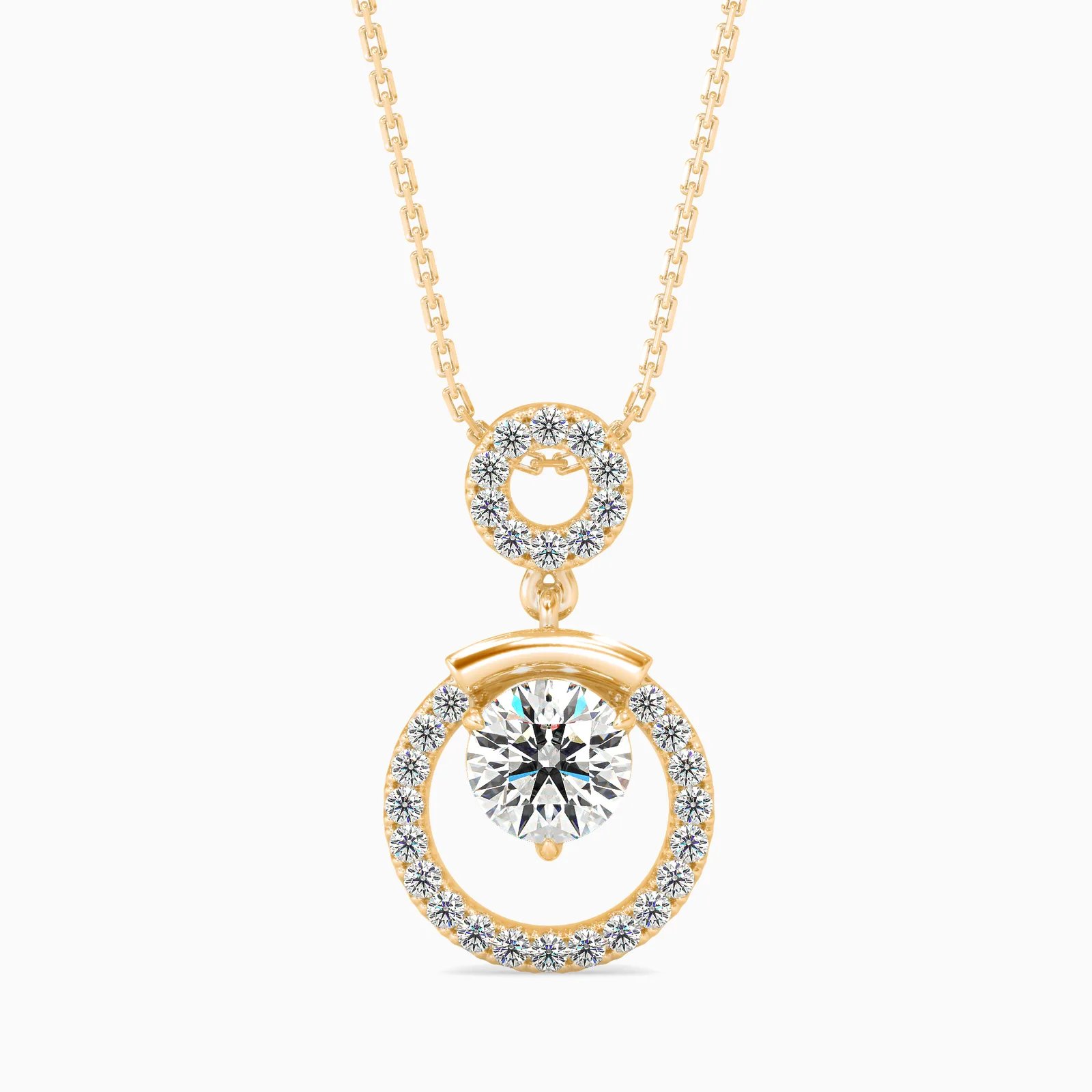Orbit Floating Diamond Circle Pendant, view 1