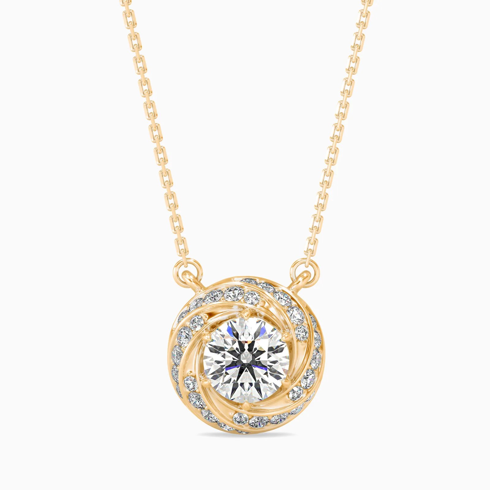 Swirl Halo Round Diamond Pendant, view 1