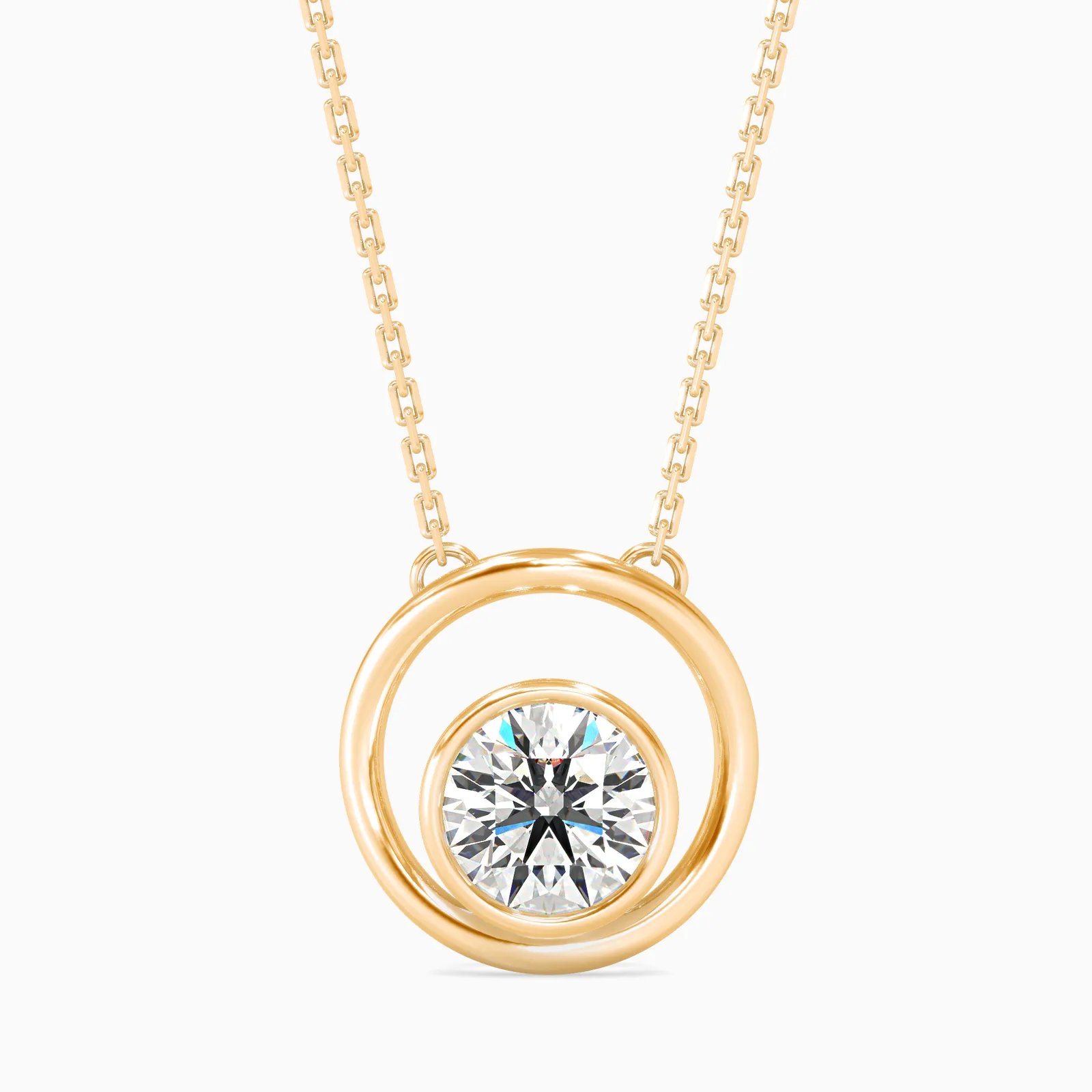 Eclipse Bezel Set Round Diamond Circle Pendant, view 1