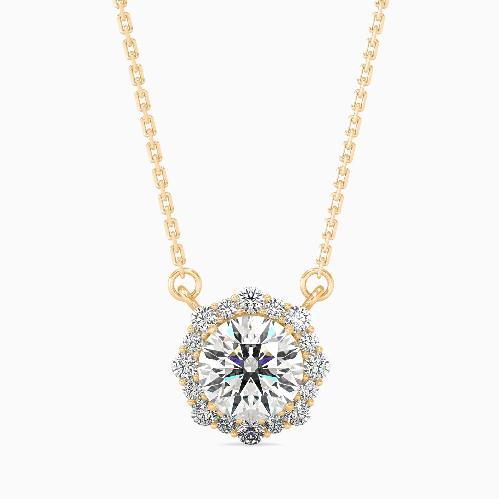Scalloped Halo Round Diamond Pendant, view 1