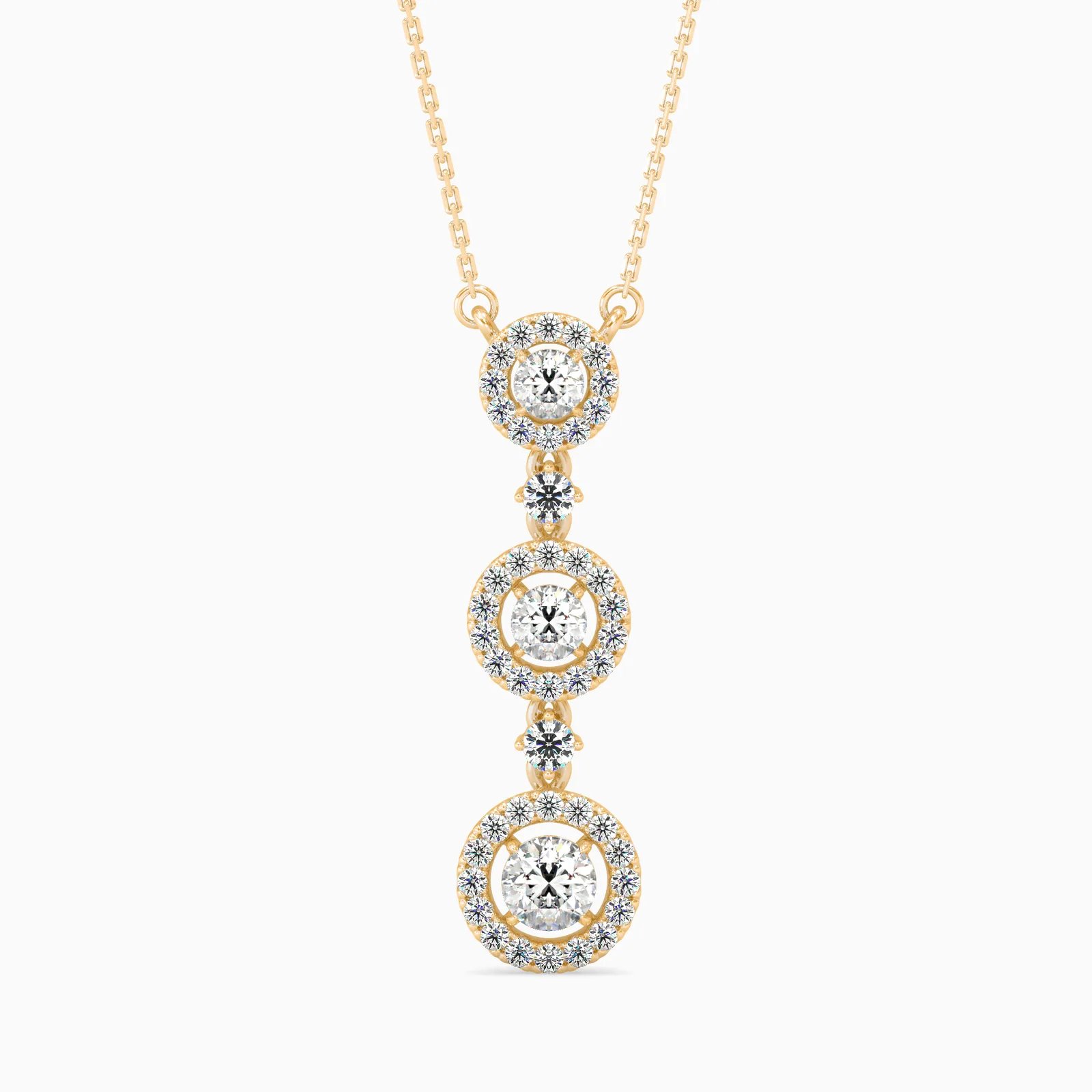 Triple Halo Graduated Round Diamond Drop Pendant, view 1